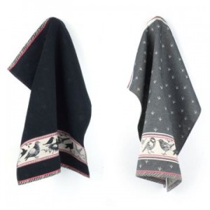 Hand- en Theedoek - Vogels - Zwart